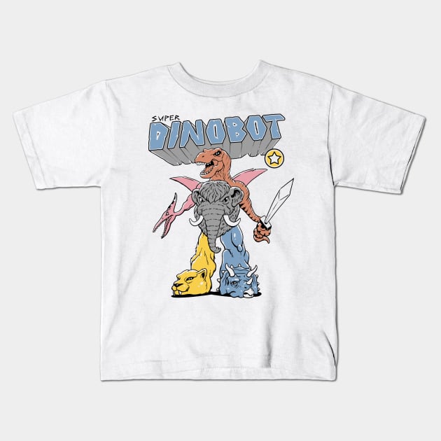 Super Dino Bot Kids T-Shirt by Vincent Trinidad Art